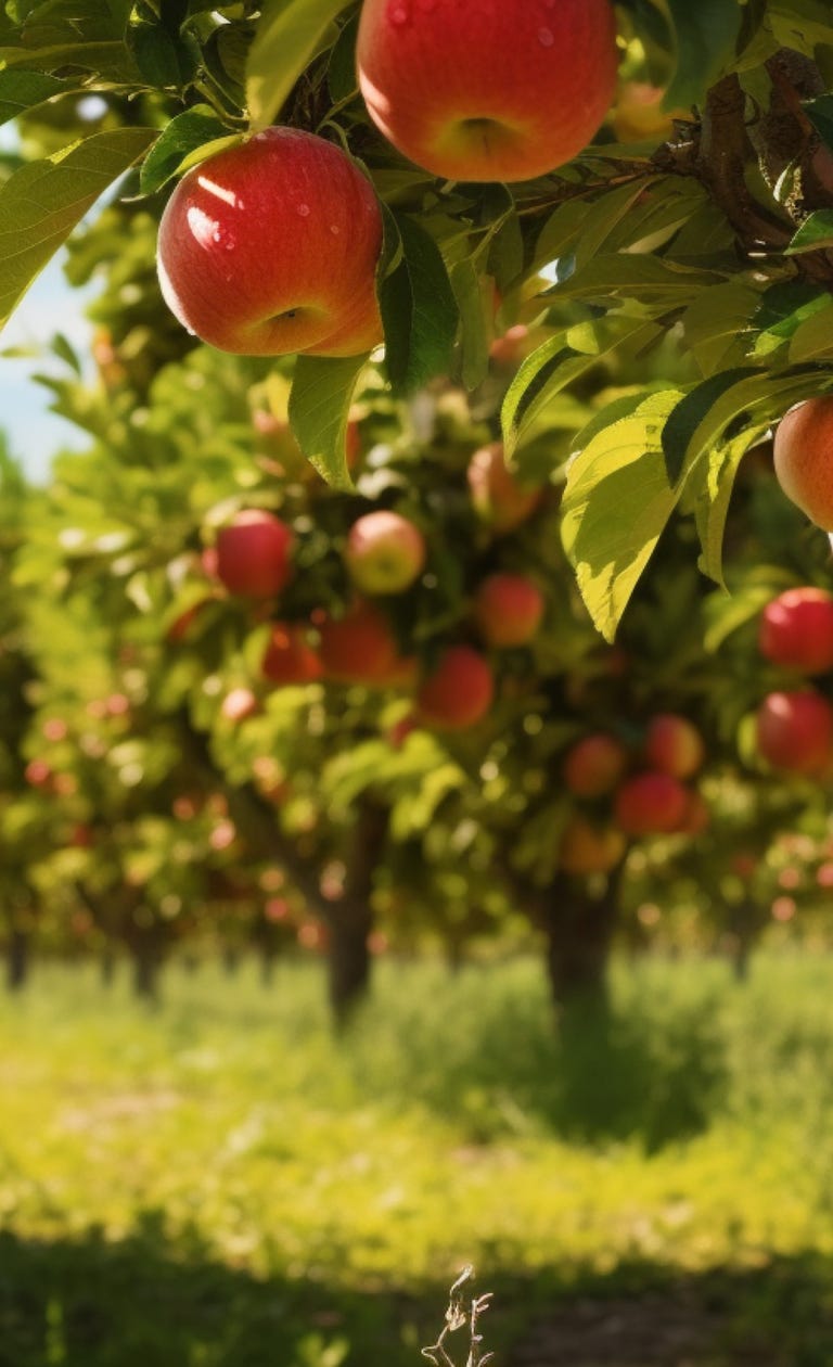 Cette image d'un verger fruitier représente une scène agricole idyllique avec une plantation d'arbres fruitiers en plein essor, une irrigation optimale et une efficacité de l'eau grâce aux solutions Agri-Ozmoz pour la réduction de la consommation d'eau. Les arbres chargés de fruits démontrent clairement l'impact positif de la technologie Agri-Ozmoz sur les rendements agricoles dans un environnement durable. L'utilisation de rétenteurs d'eau naturels révolutionne la gestion de l'eau en agriculture, transformant la lutte contre la sécheresse en une innovation pour l'irrigation économique.